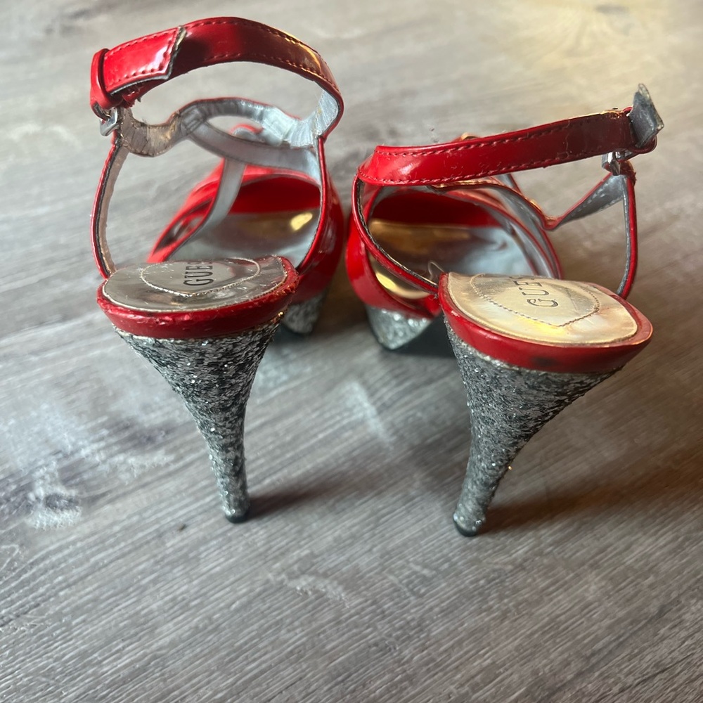 Red and Silver Guess High Heels